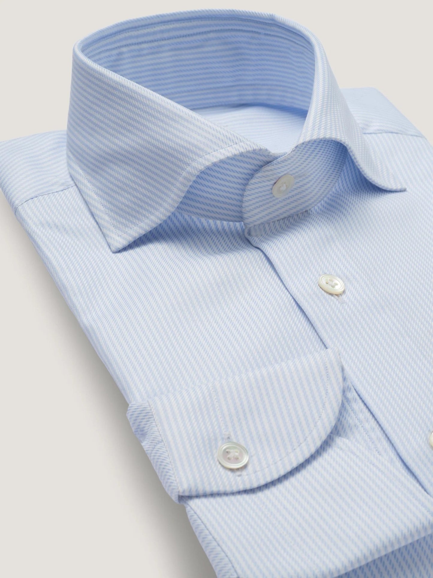 Light Blue Twill Fine Stripe Shirt