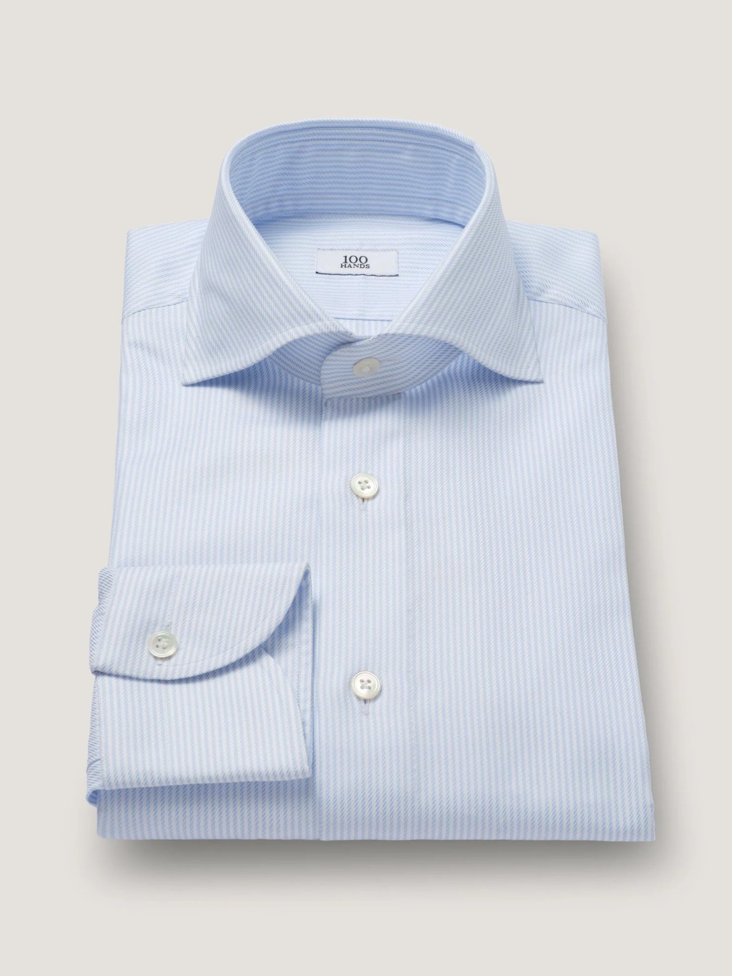 Light Blue Twill Fine Stripe Shirt