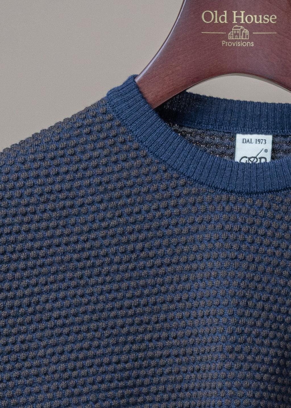 Bubble-knit Wool Sweater - Blue/Brown