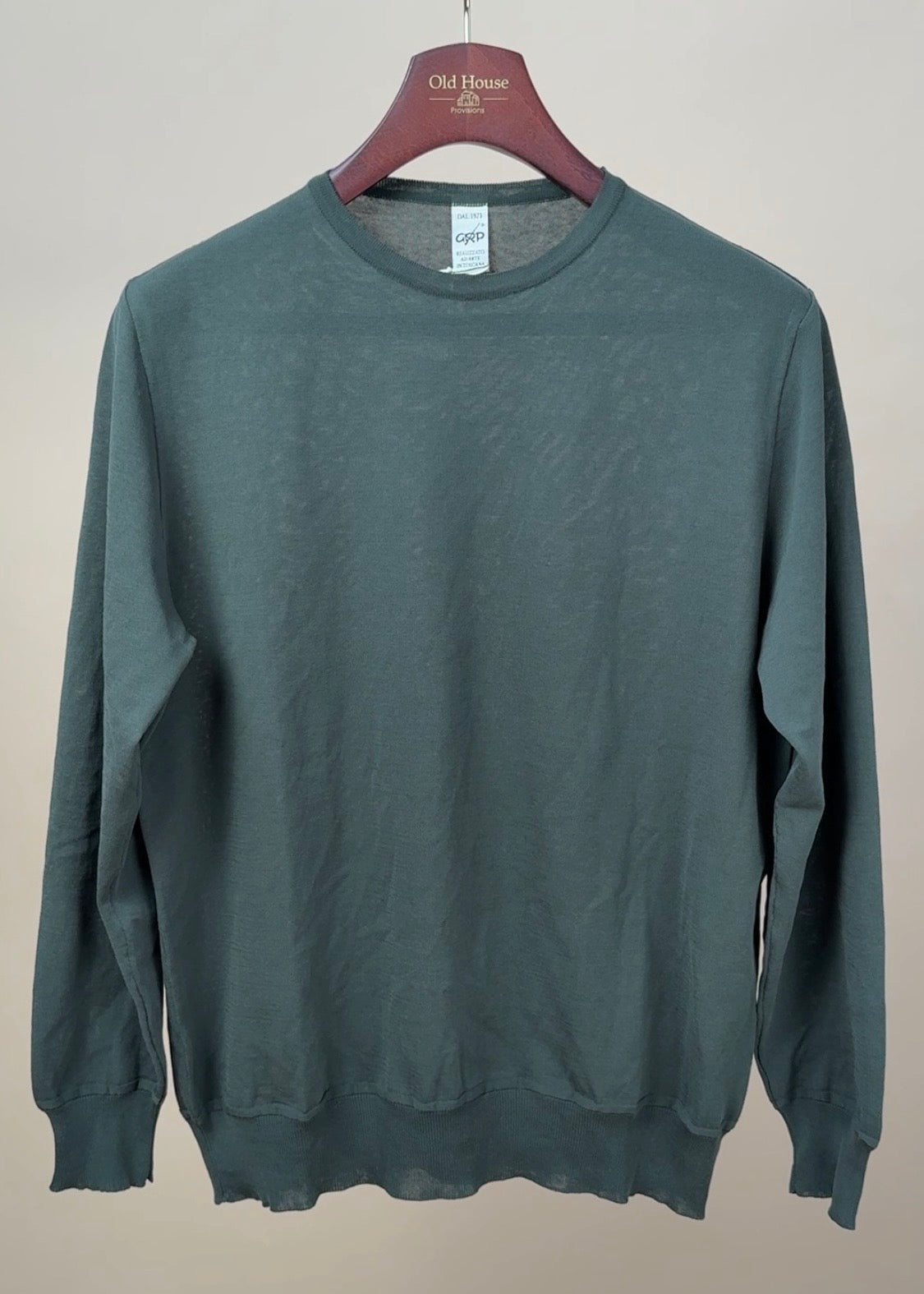 Gassed Cotton Long Sleeve Knitted Shirt - Olive