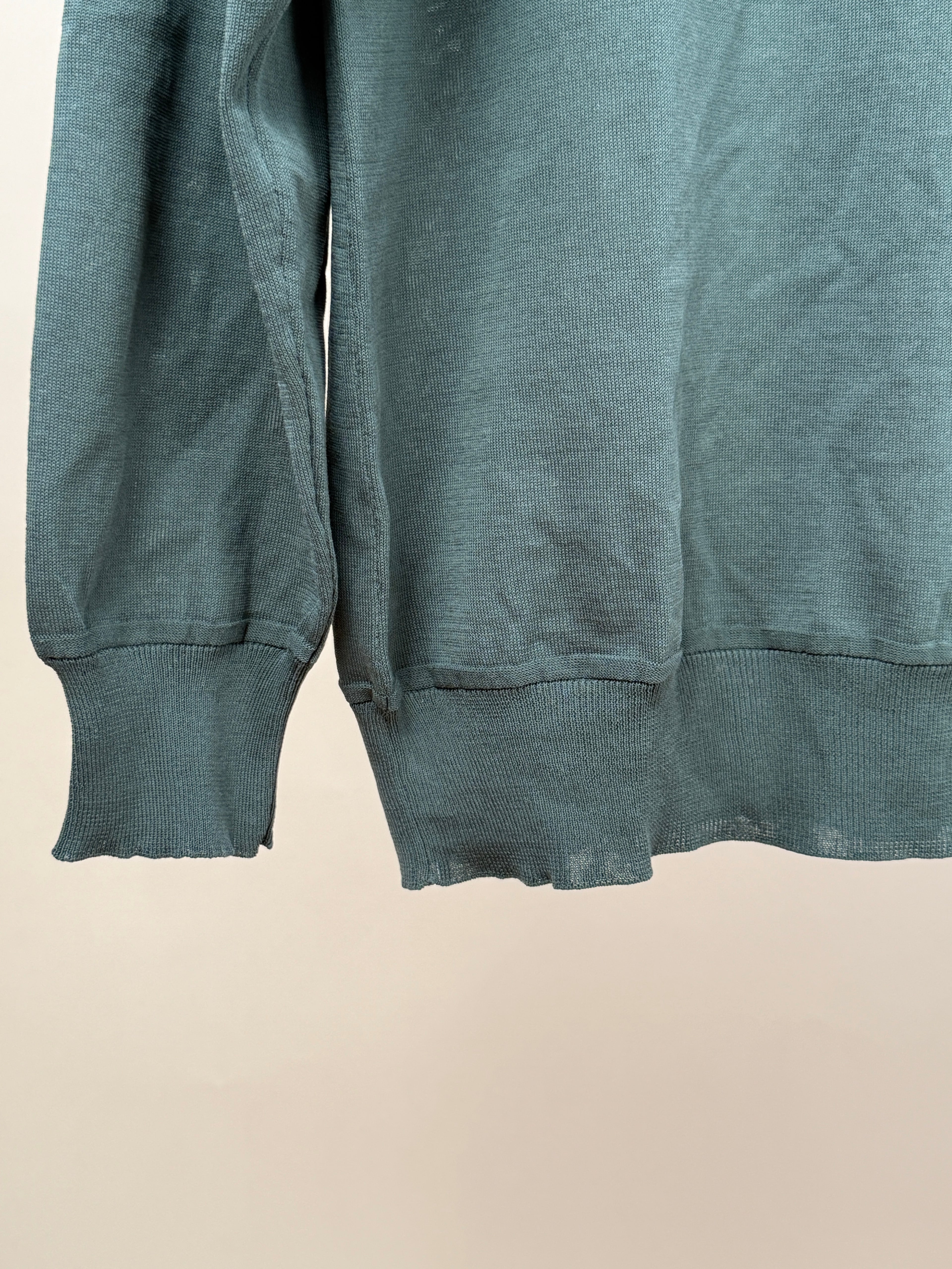 Gassed Cotton Long Sleeve Knitted Shirt - Olive