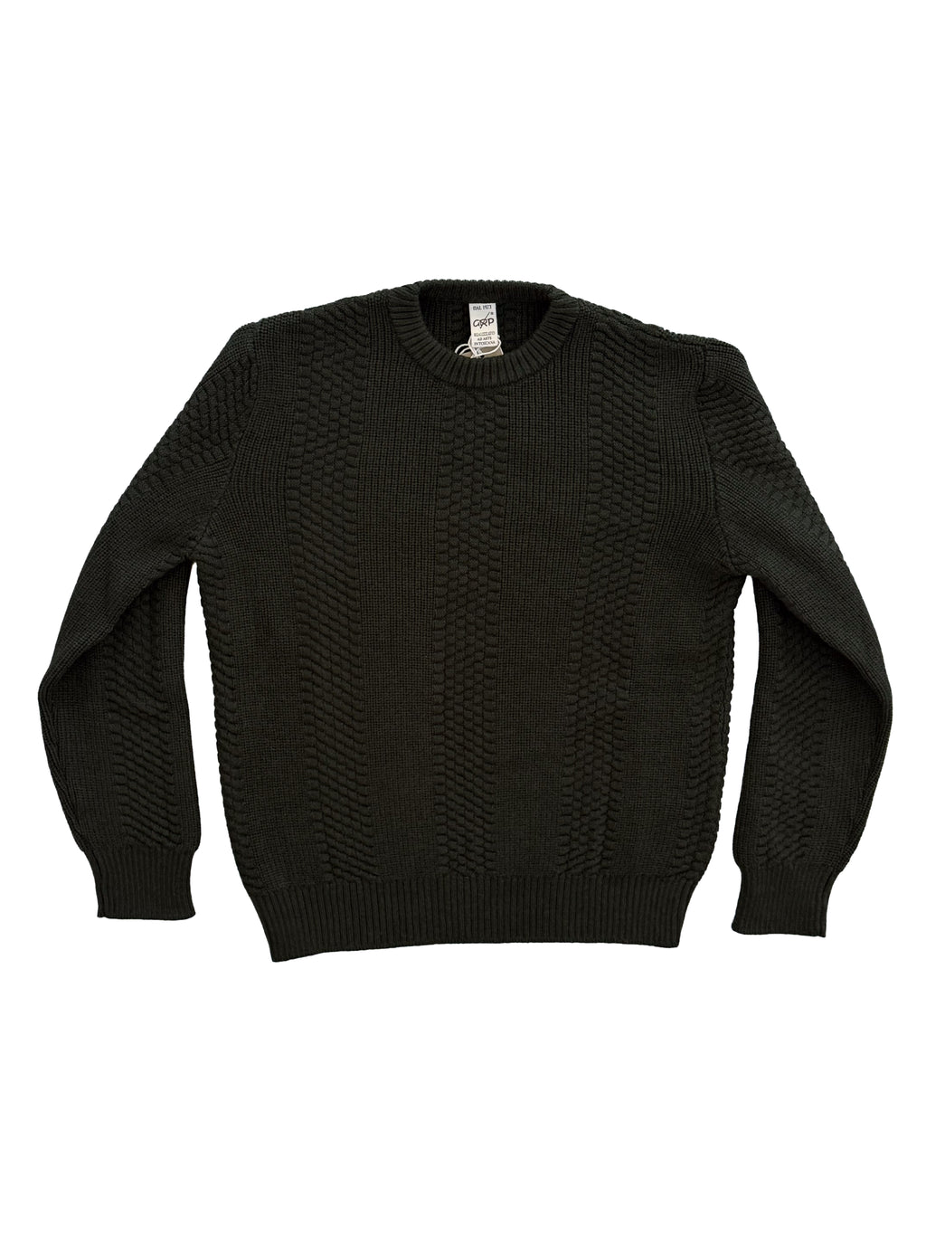 Merino Ribbed "Striped" Crewneck Sweater - Dark Green