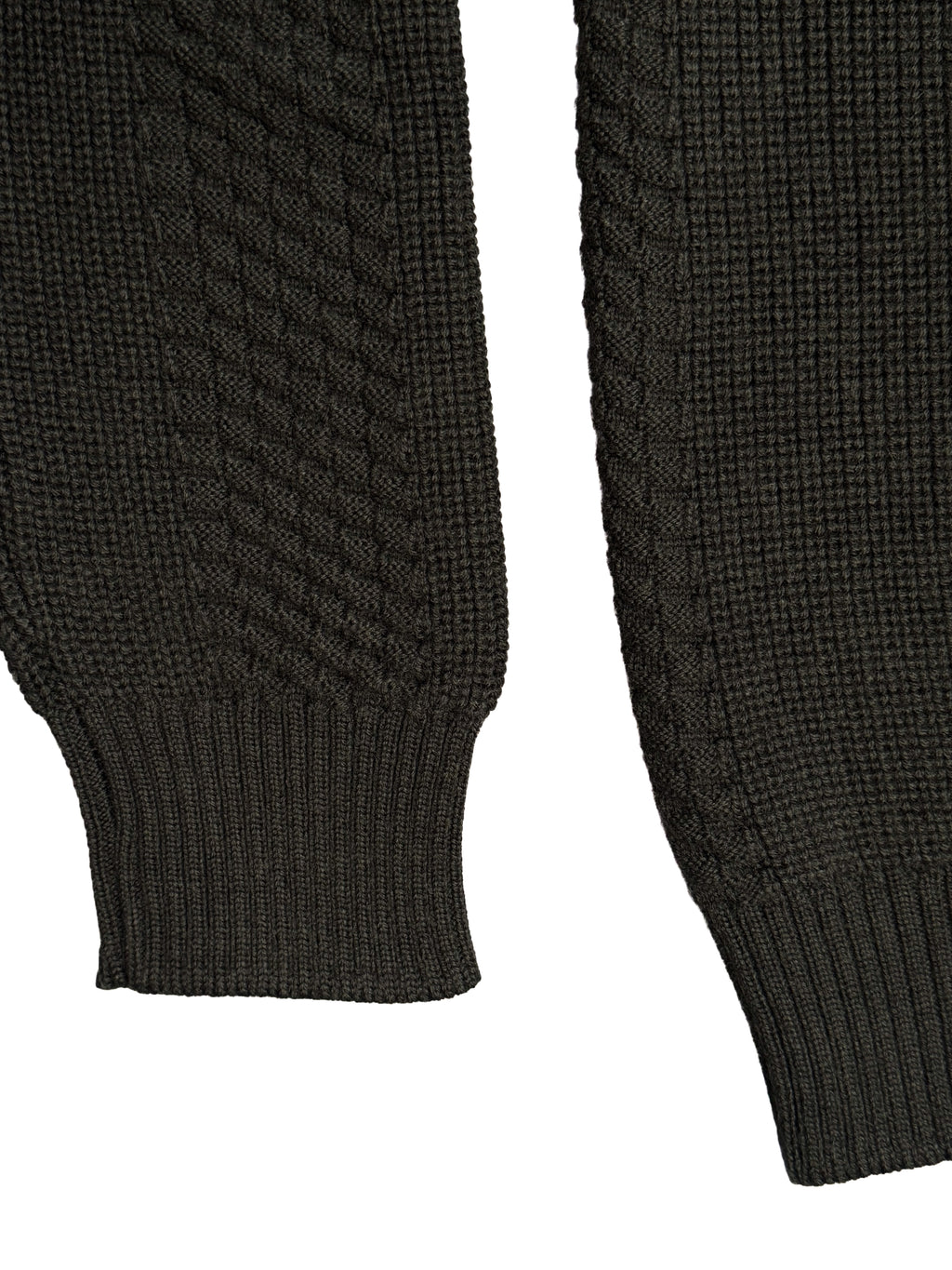 Merino Ribbed "Striped" Crewneck Sweater - Dark Green