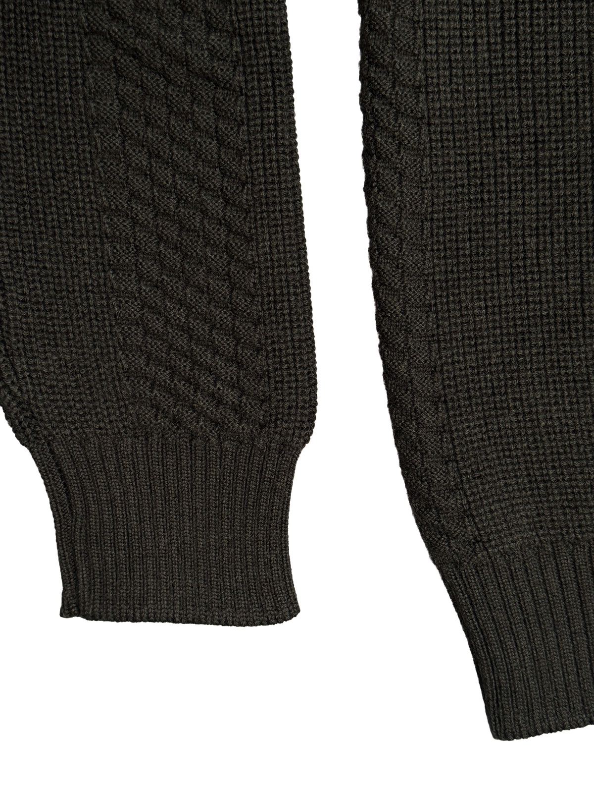 Merino Ribbed "Striped" Crewneck Sweater - Dark Green