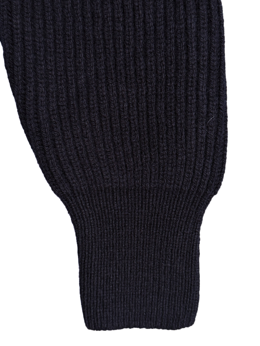 Wool Cashmere Ribbed Knitted Zip Jacket - Navy