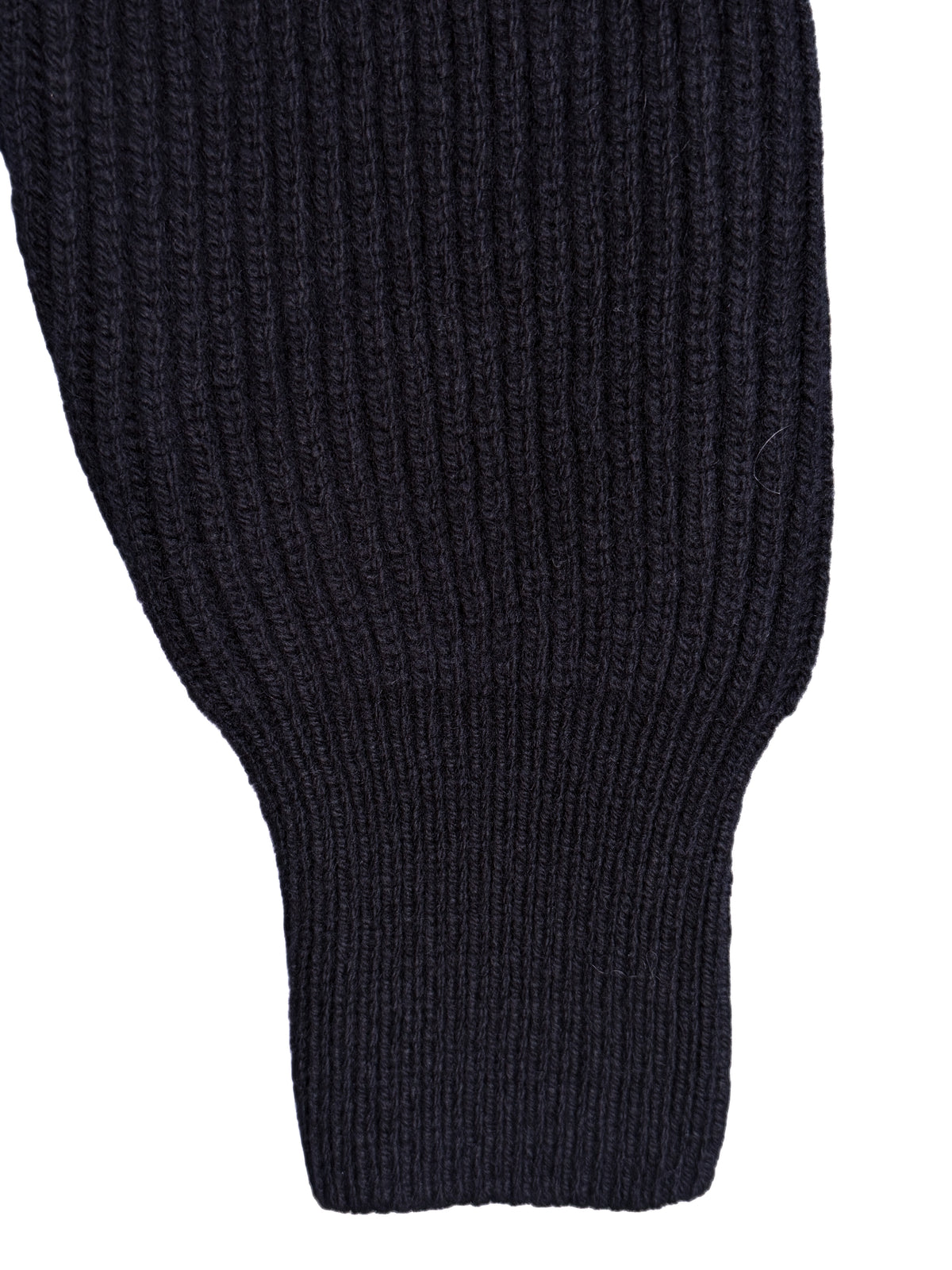 Wool Cashmere Ribbed Knitted Zip Jacket - Navy