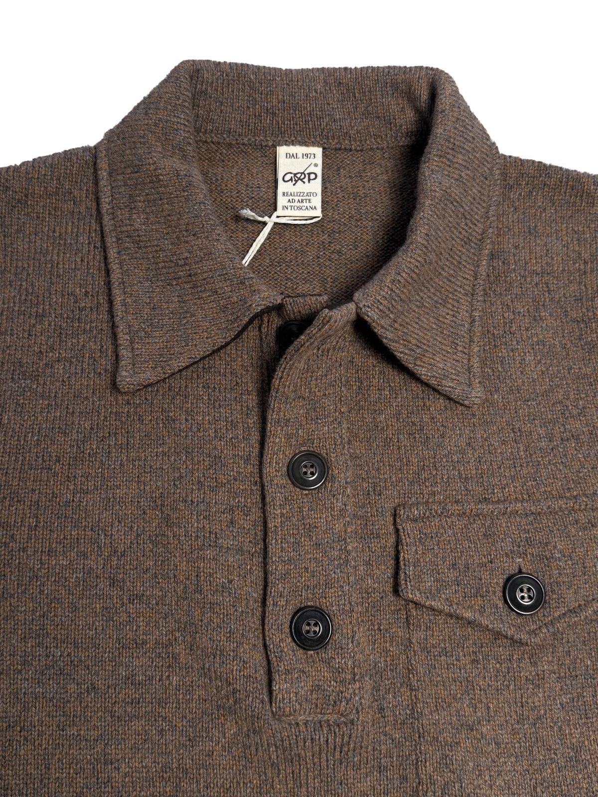 Wool Cashmere Worker Polo - Mouline