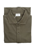 Long-Sleeve Full-Placket Pique Shirt - Olive Night