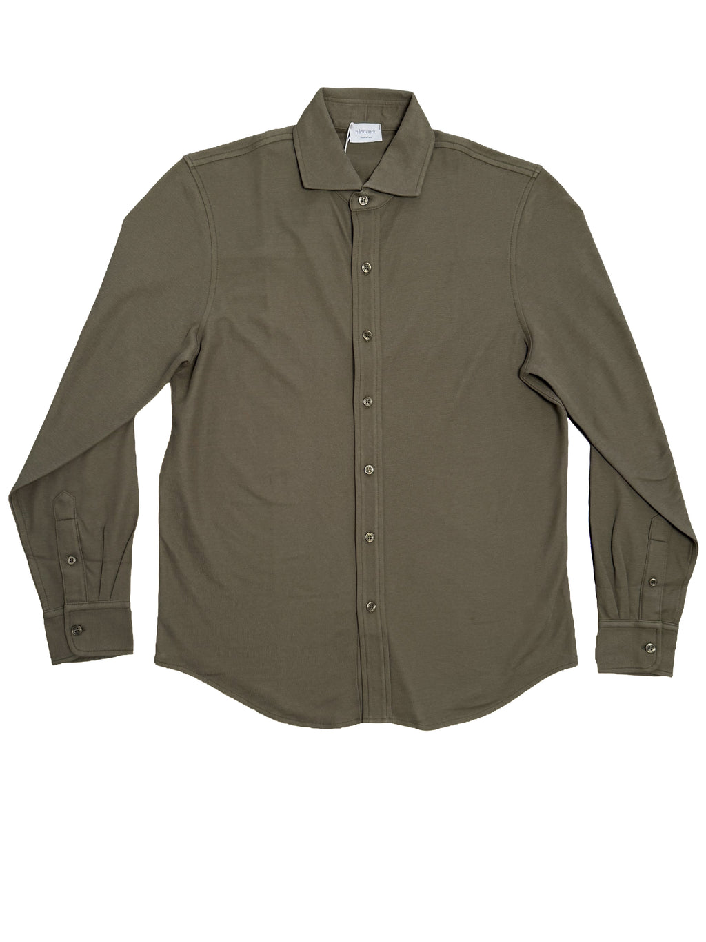 Long-Sleeve Full-Placket Pique Shirt - Olive Night
