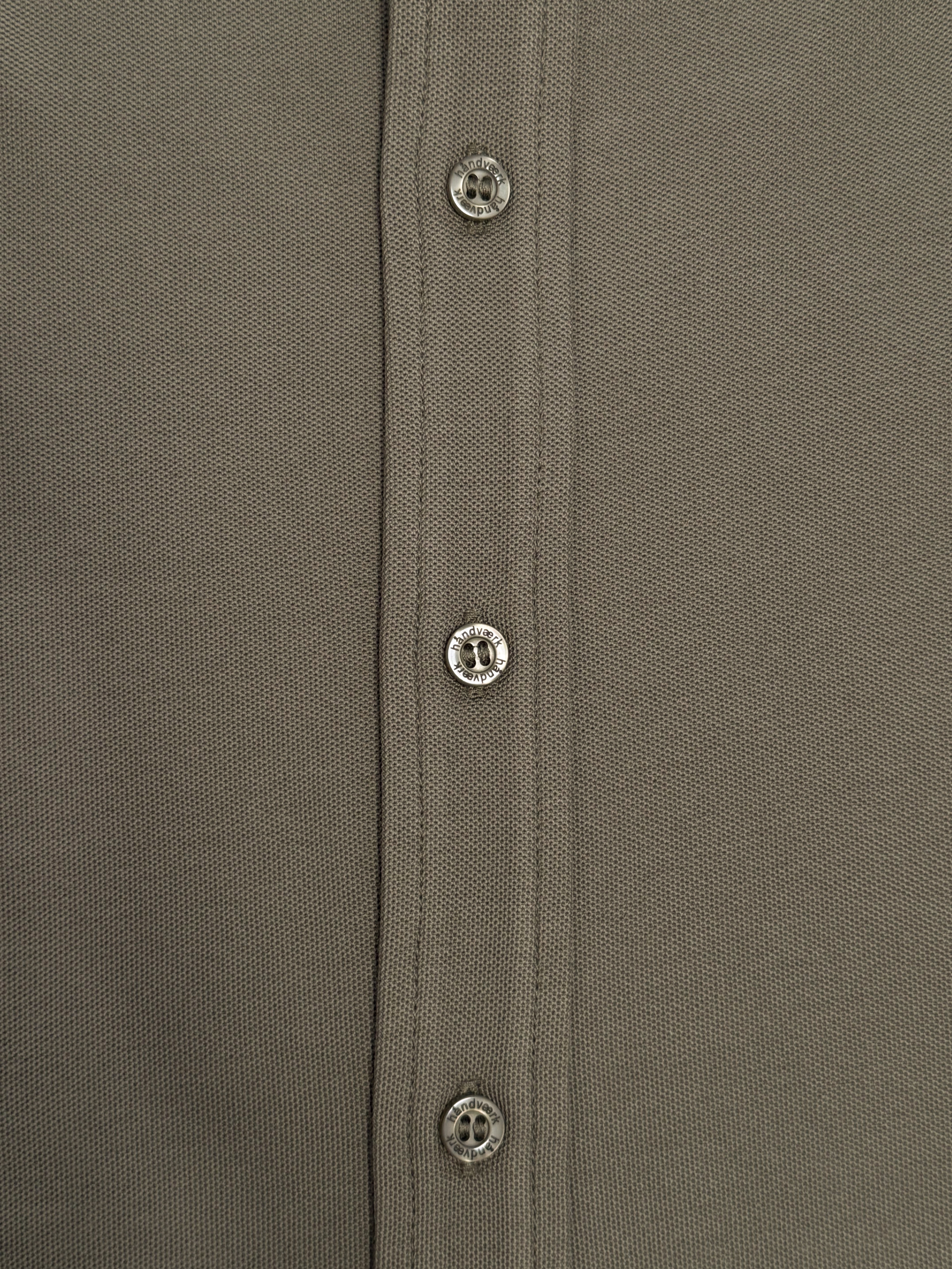 Long-Sleeve Full-Placket Pique Shirt - Olive Night
