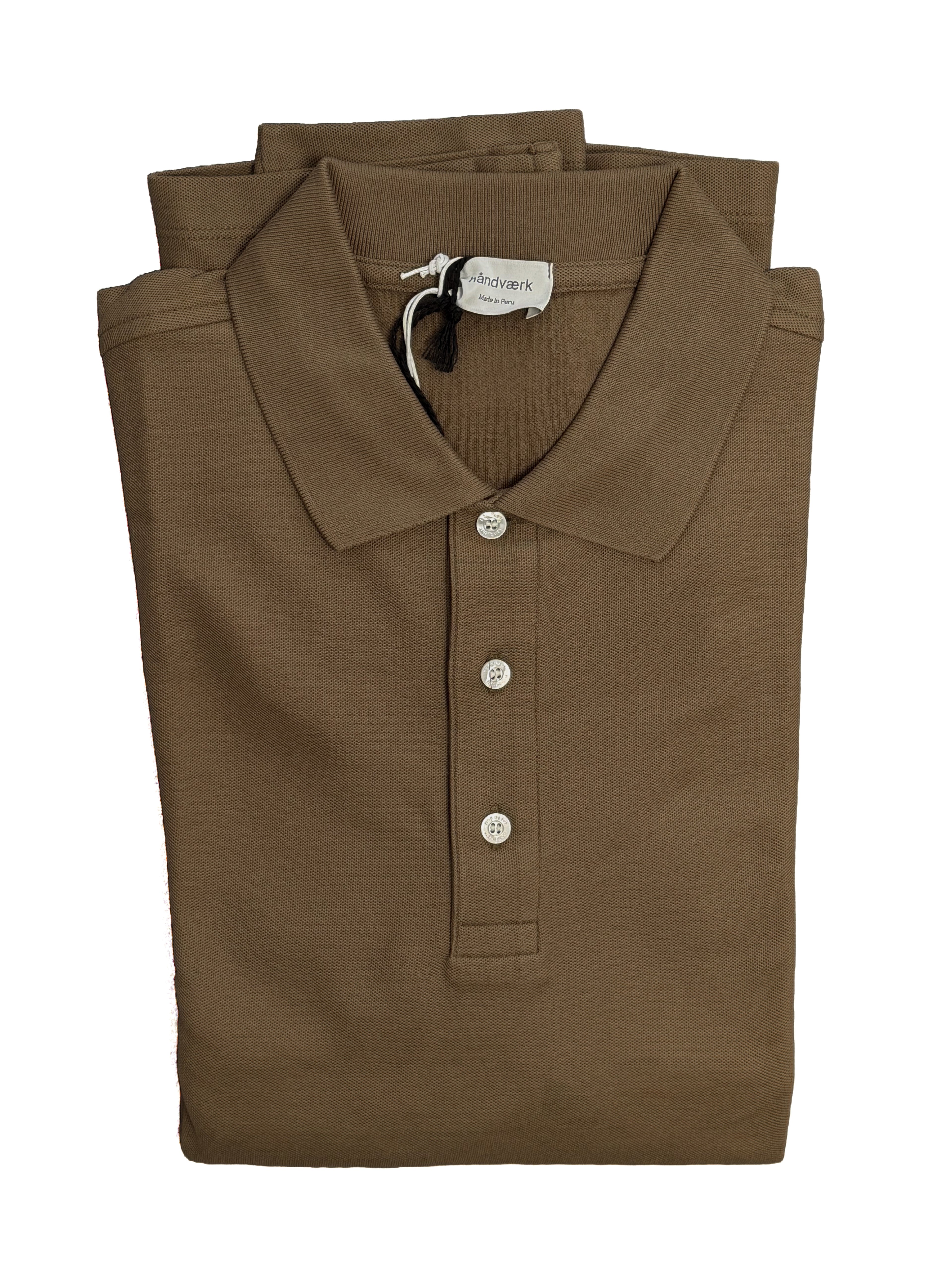 Long Sleeve Pique Polo - Walnut