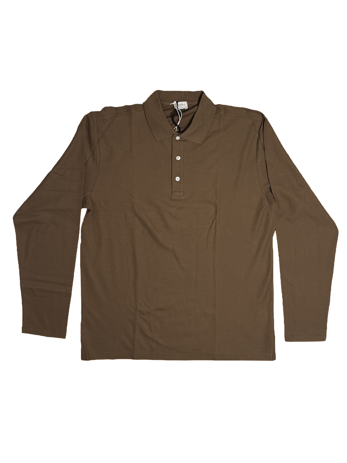 Long Sleeve Pique Polo - Walnut
