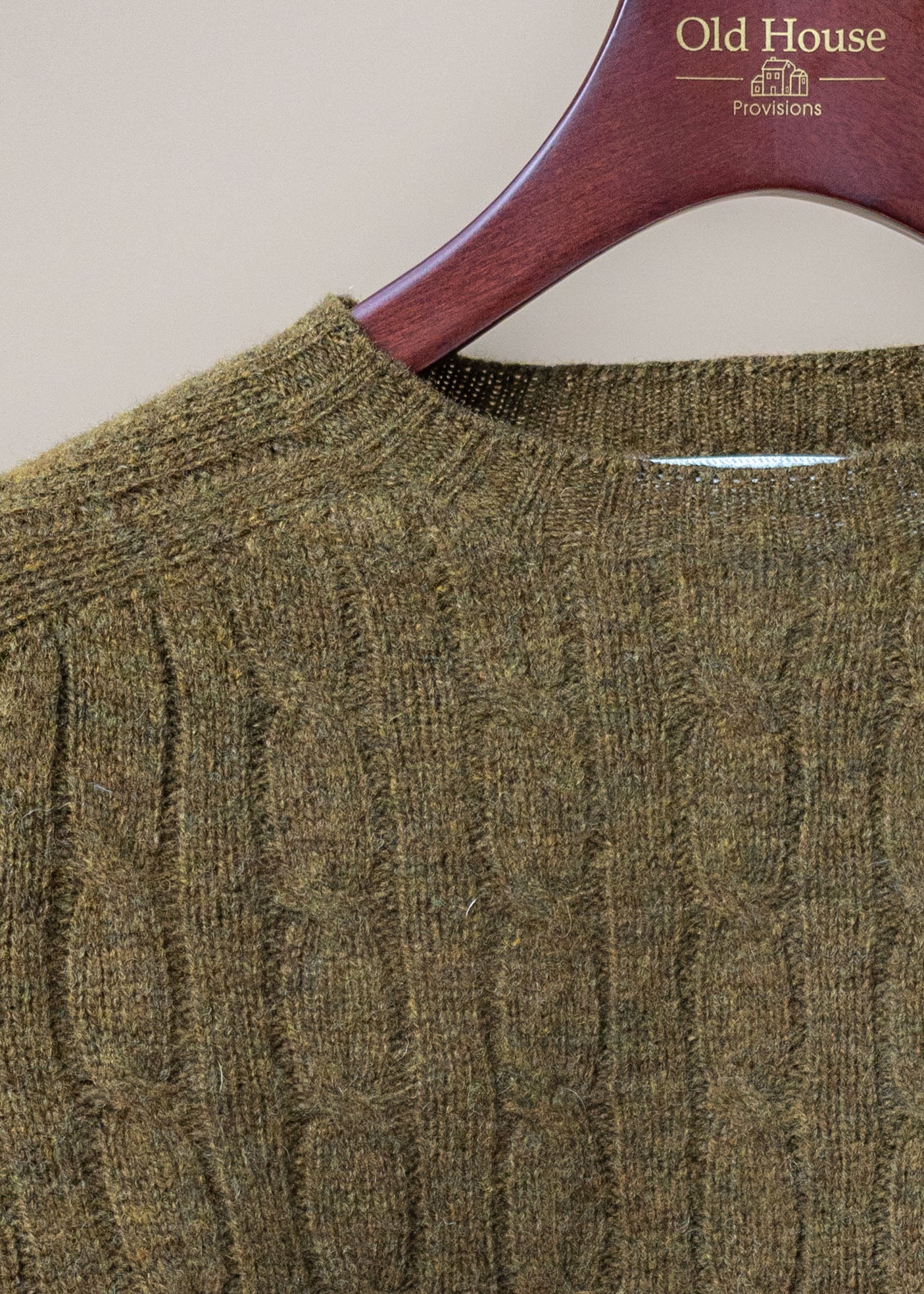 Harley of Scotland Shetland Cable Crewneck Sweater - Moorland