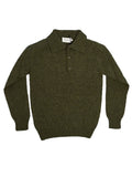 Shaggy Shetland Polo Sweater - Scots Pine