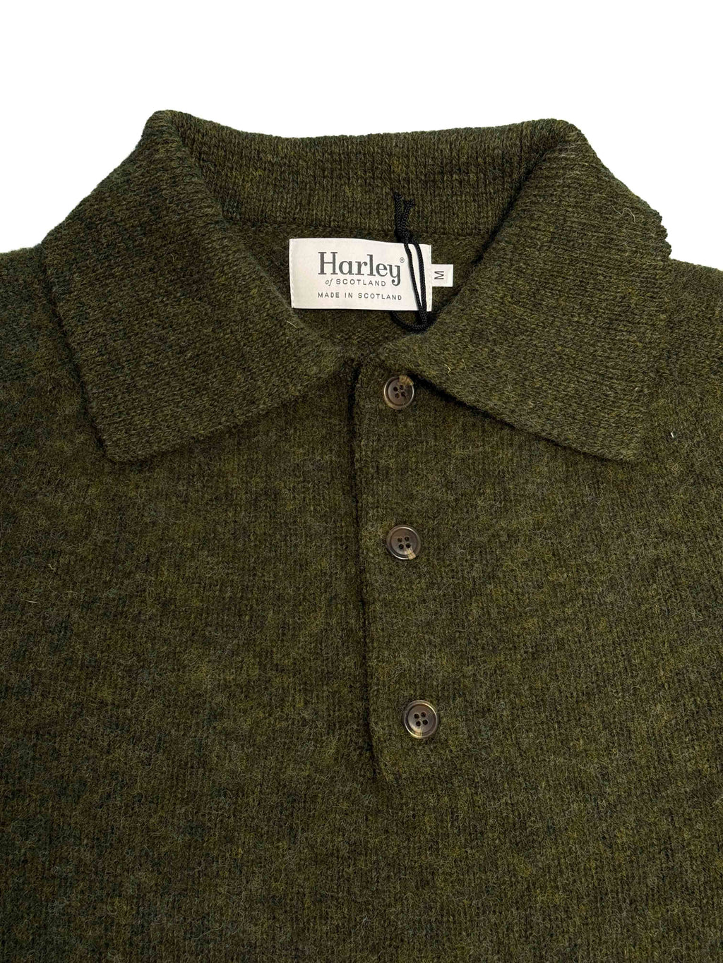 Shaggy Shetland Polo Sweater - Scots Pine