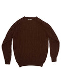 Shetland Cable Crewneck Sweater - Brown