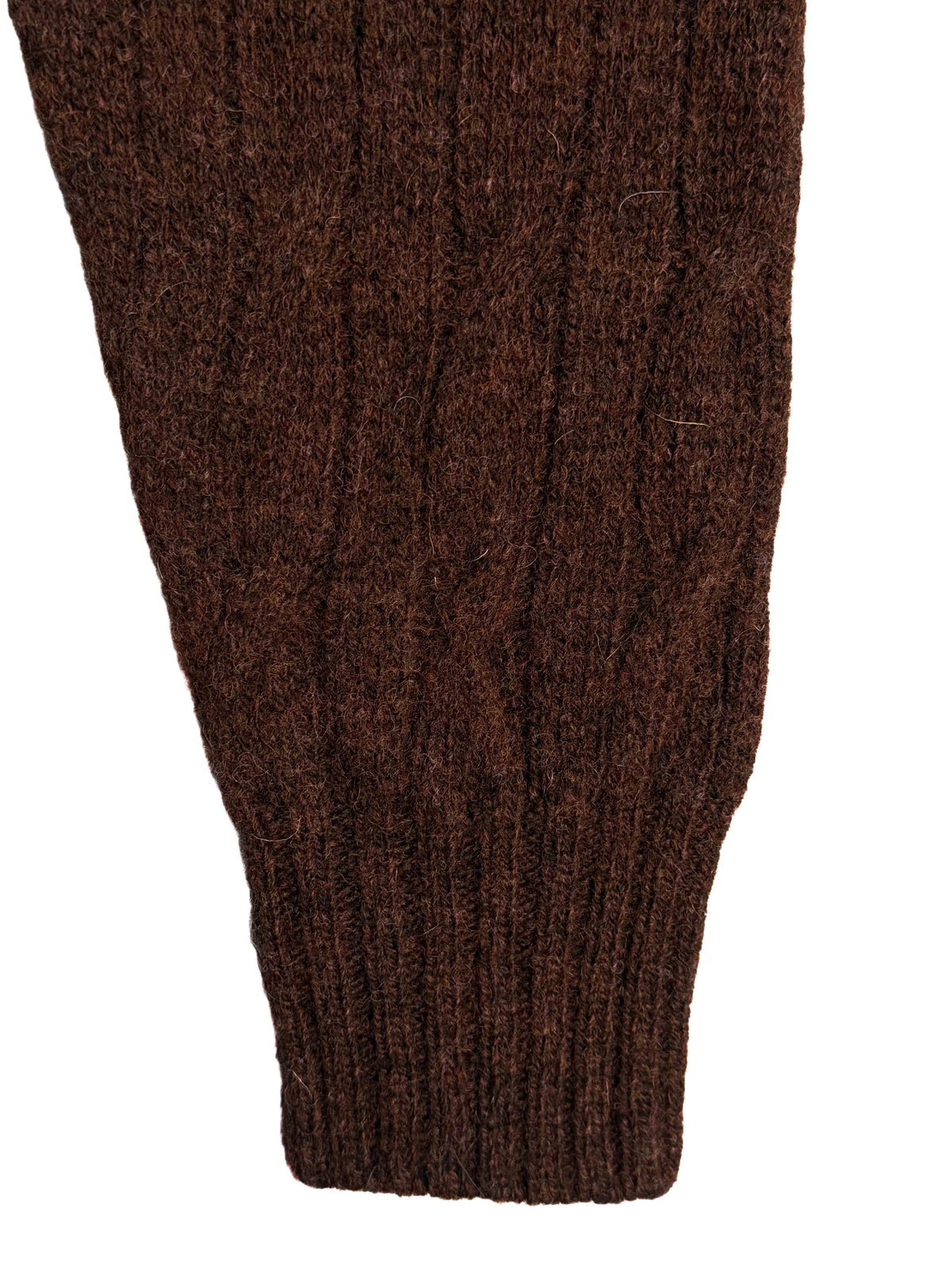 Shetland Cable Crewneck Sweater - Brown