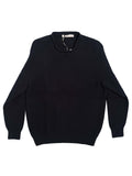 Moss Rib Chevron Neck Sweater - Navy