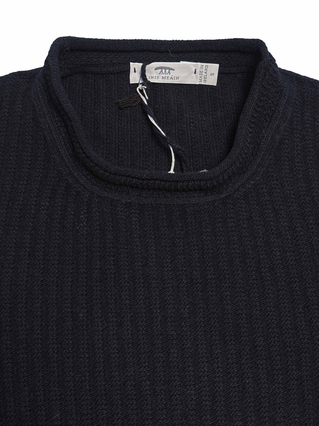 Moss Rib Chevron Neck Sweater - Navy