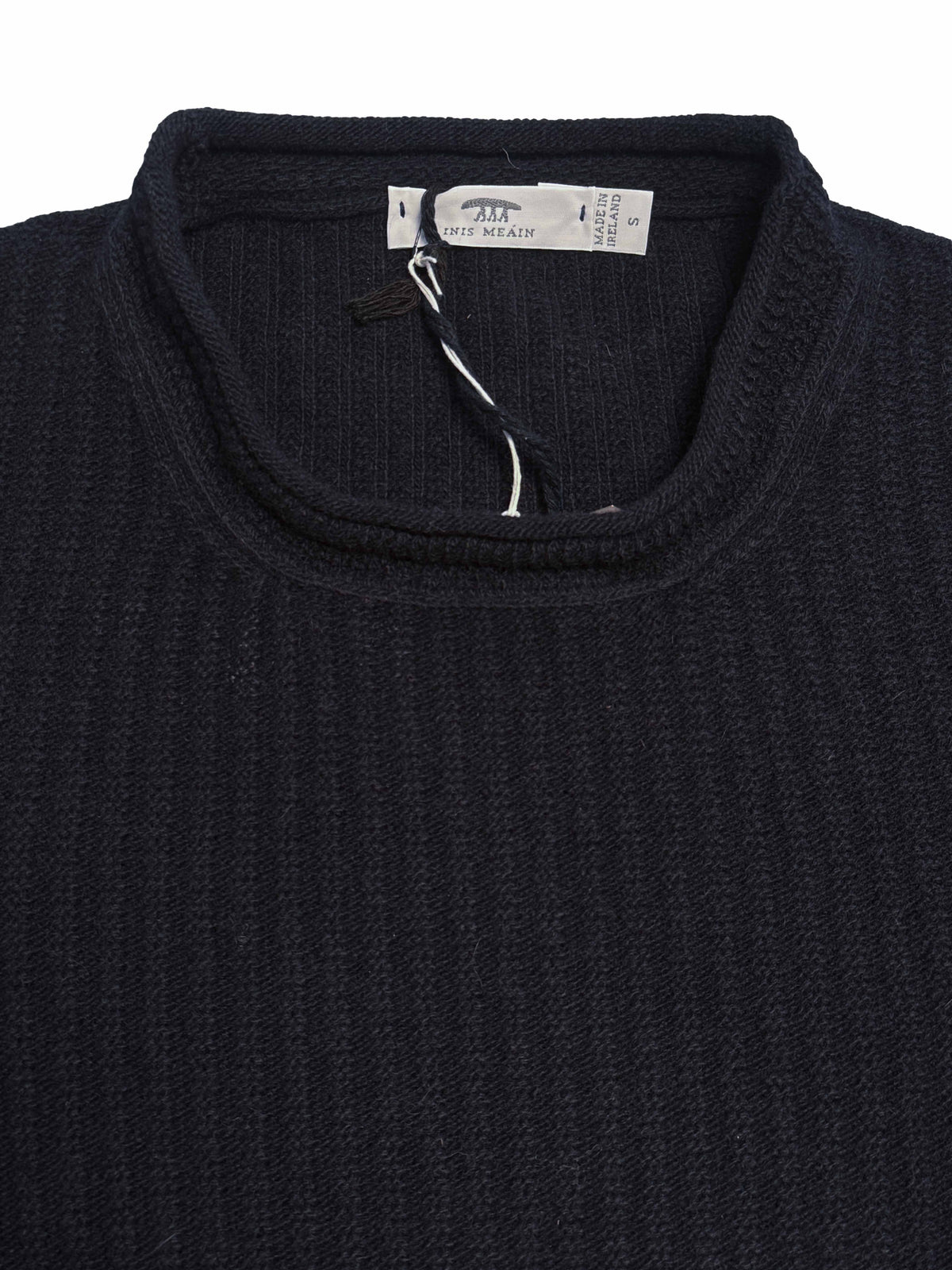 Moss Rib Chevron Neck Sweater - Navy