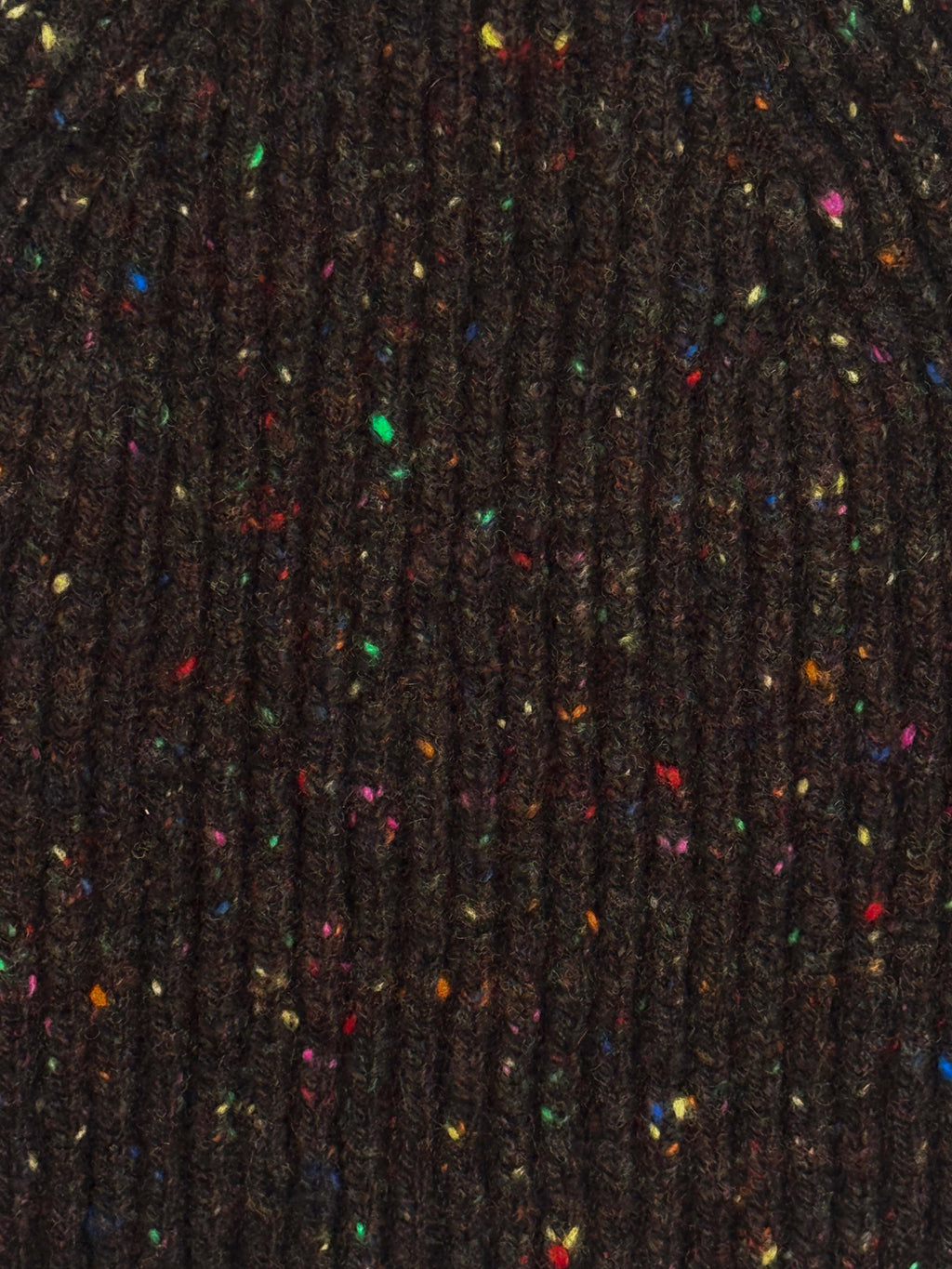 Wool/Cashmere Rib Hat - Brown Fleck