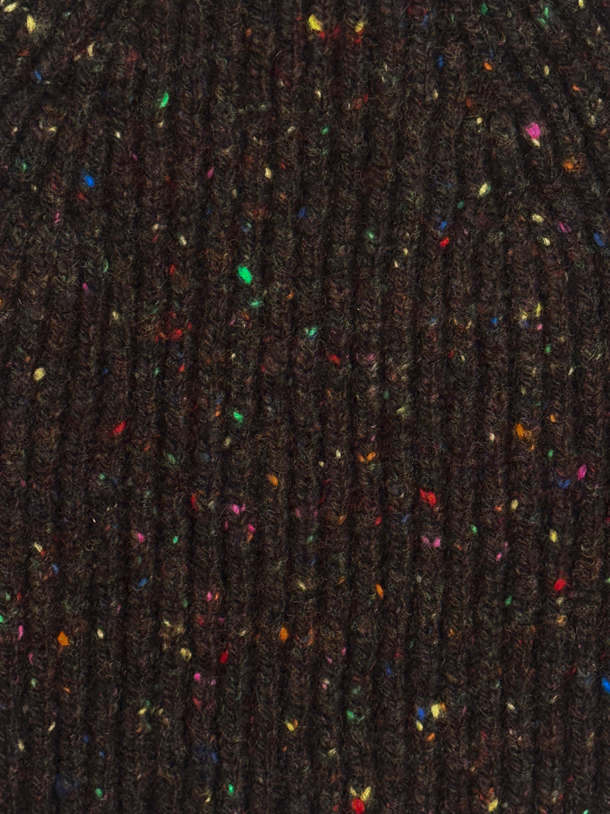 Wool/Cashmere Rib Hat - Brown Fleck