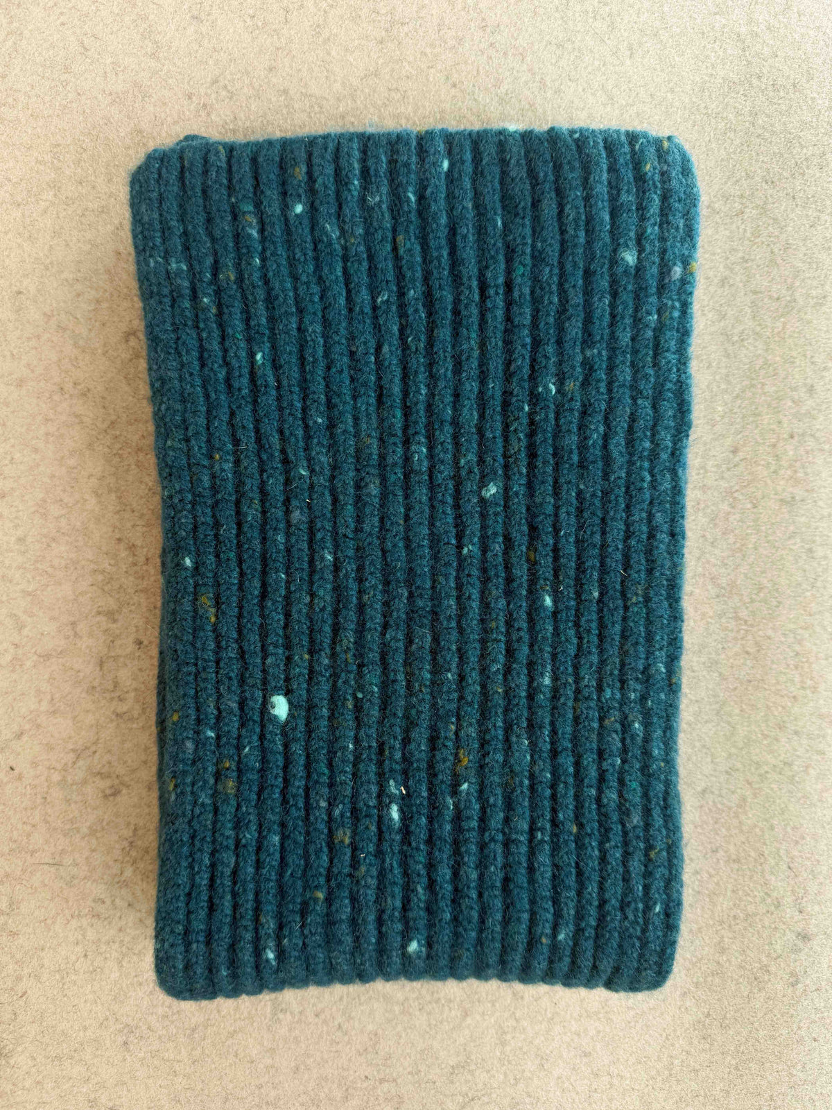 Wool/Cashmere Rib Scarf - Teal Fleck