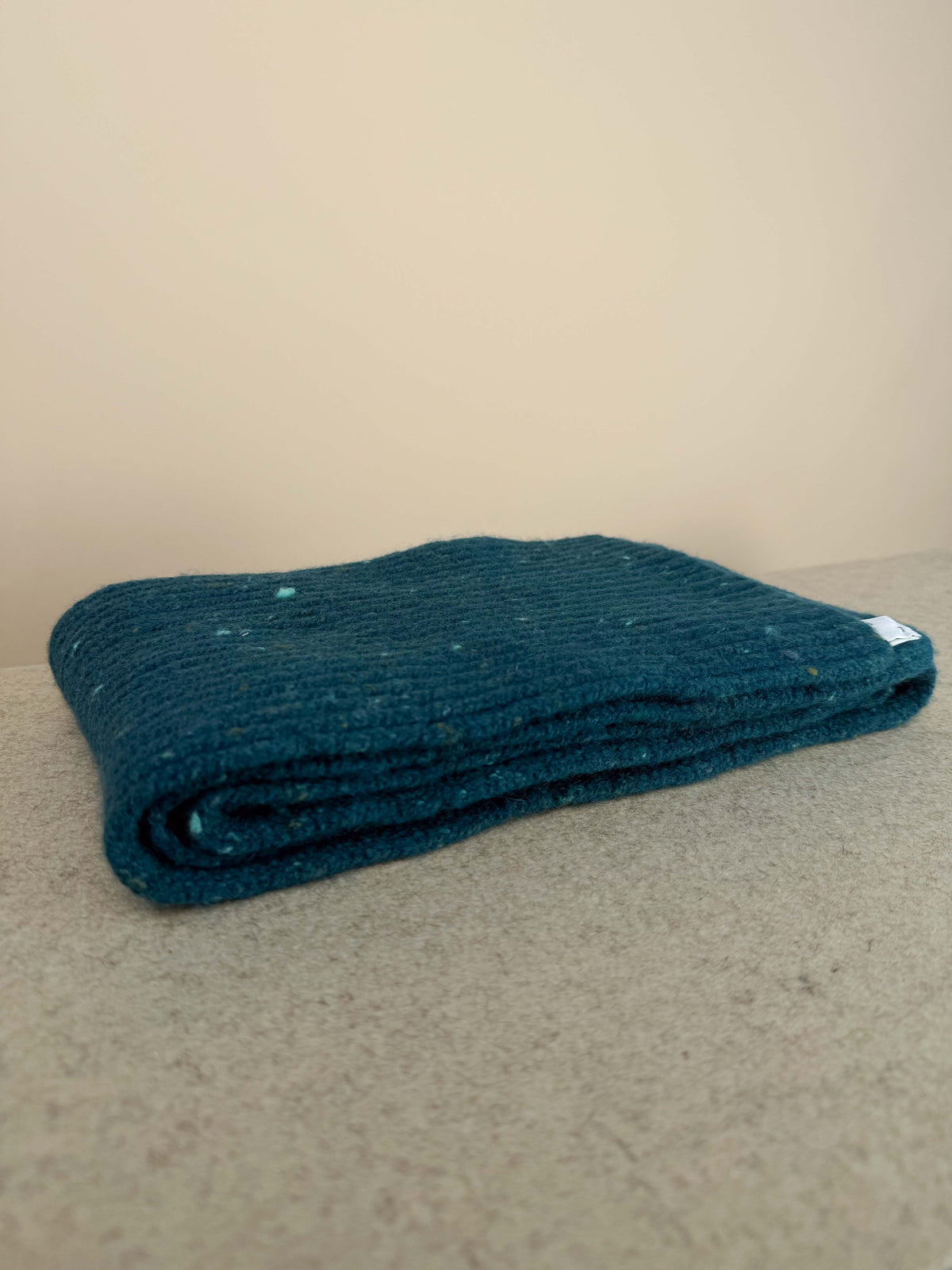 Wool/Cashmere Rib Scarf - Teal Fleck