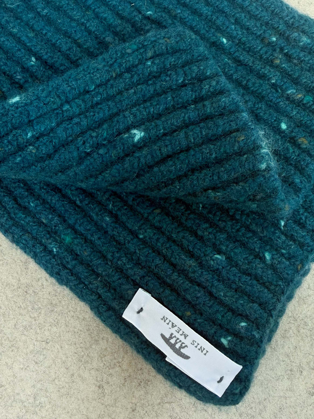Wool/Cashmere Rib Scarf - Teal Fleck