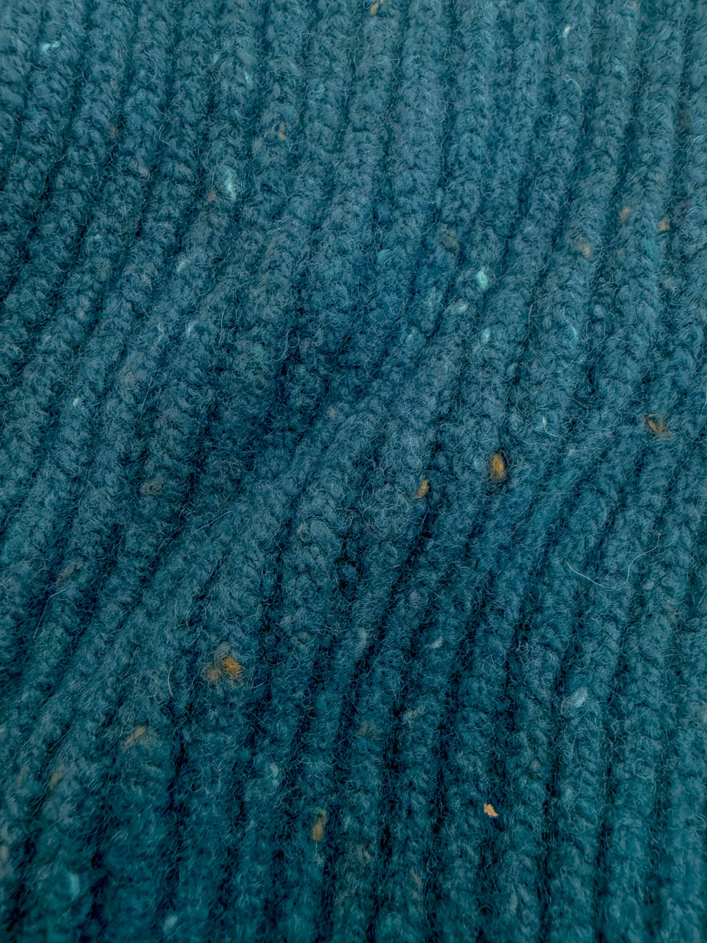 Wool/Cashmere Rib Scarf - Teal Fleck