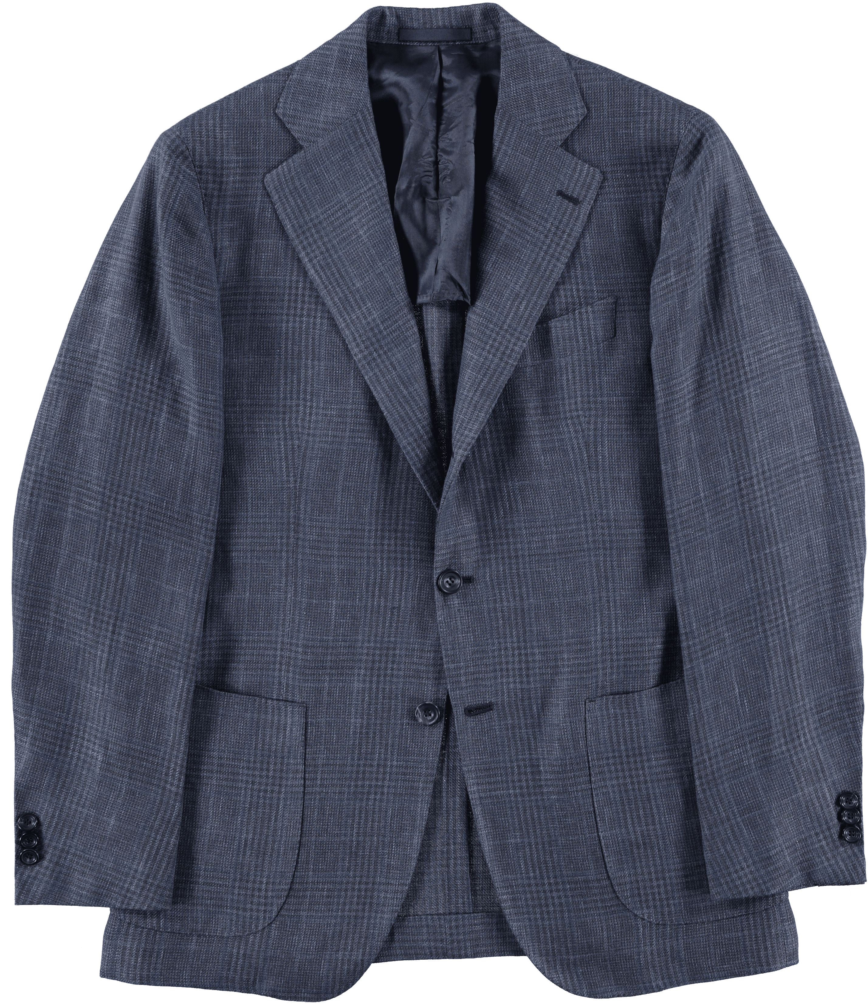 Waverly Jacket - Linen Wool Silk Indigo Glencheck