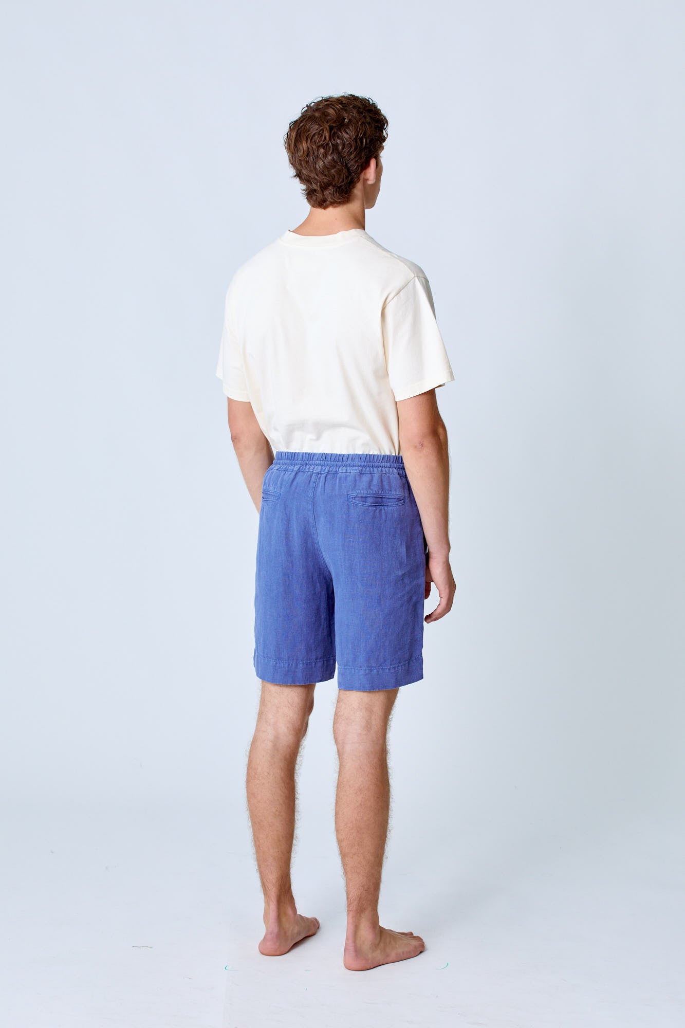 Blue Pestana Linen Lounge Shorts by La Paz, casual clothing with a relaxed fit and comfortable linen fabric.