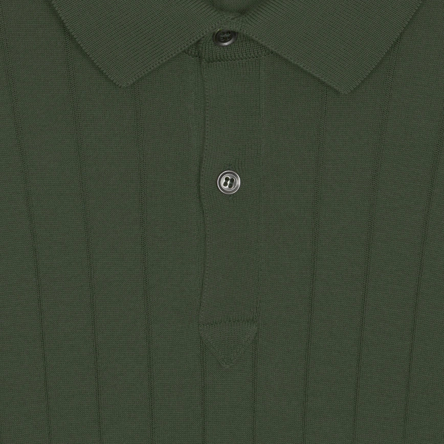 Sea Island Cotton Wide Ribbed Polo - Olive