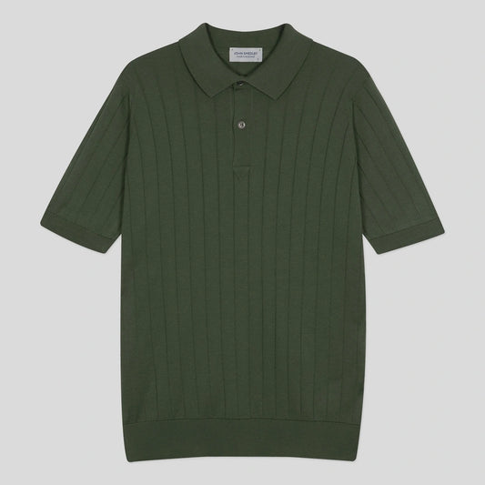 Sea Island Cotton Wide Ribbed Polo - Olive