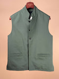 Forest green Lutays Brumaire Gilet made of wool gabardine, featuring a tailored fit with a V-neck and button closure.