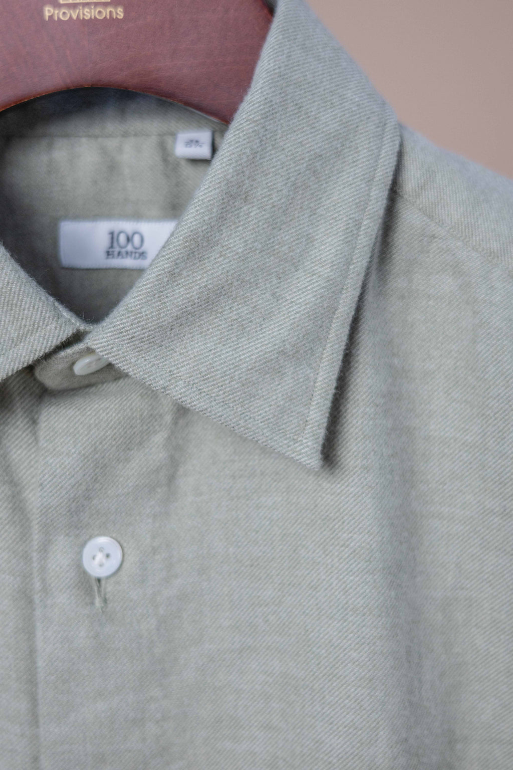Twill Cashmere Cotton Flannel Button Up Shirt - Green