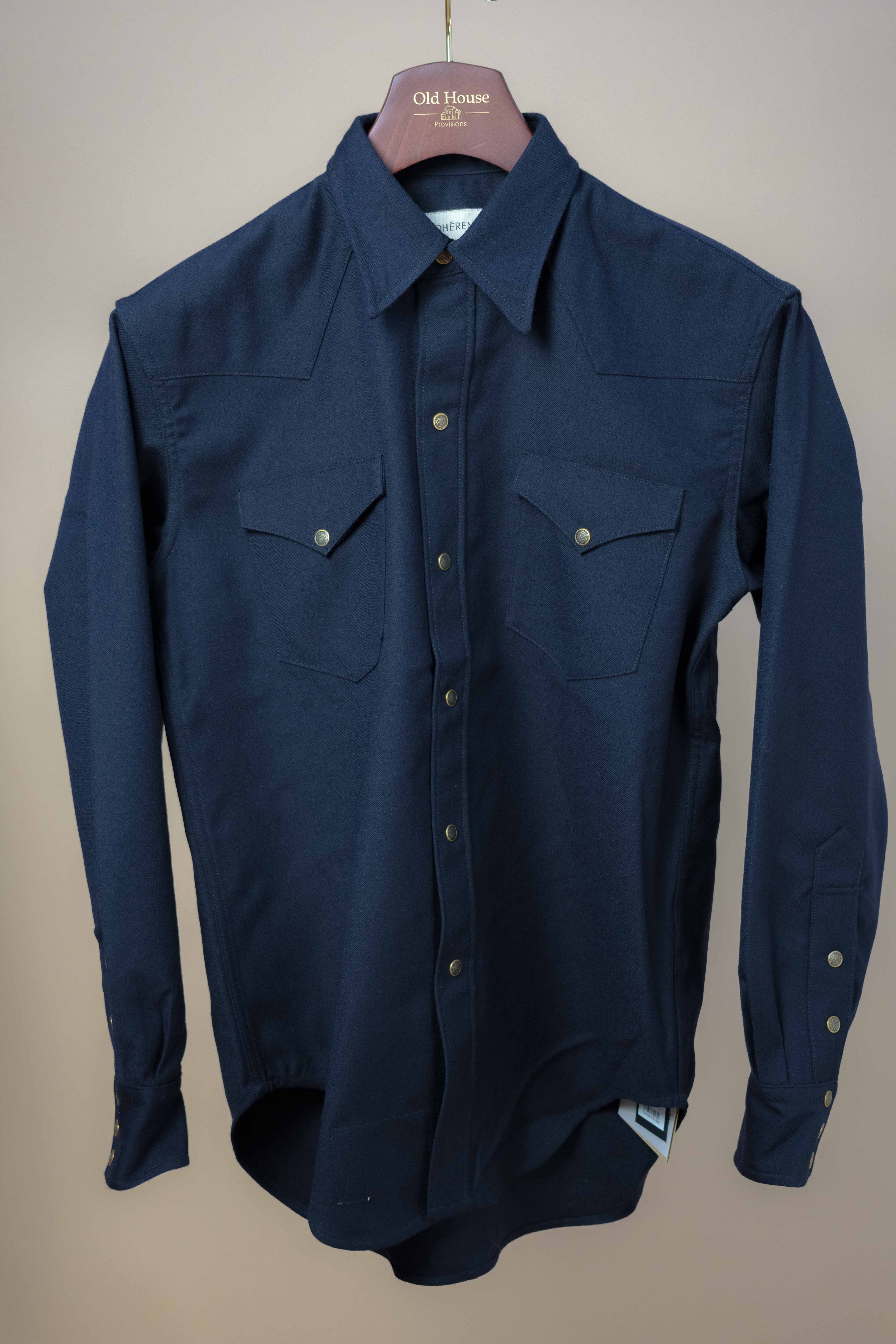 ABIQUIU Western Shirt - Rover Wool Twill Dark Blue