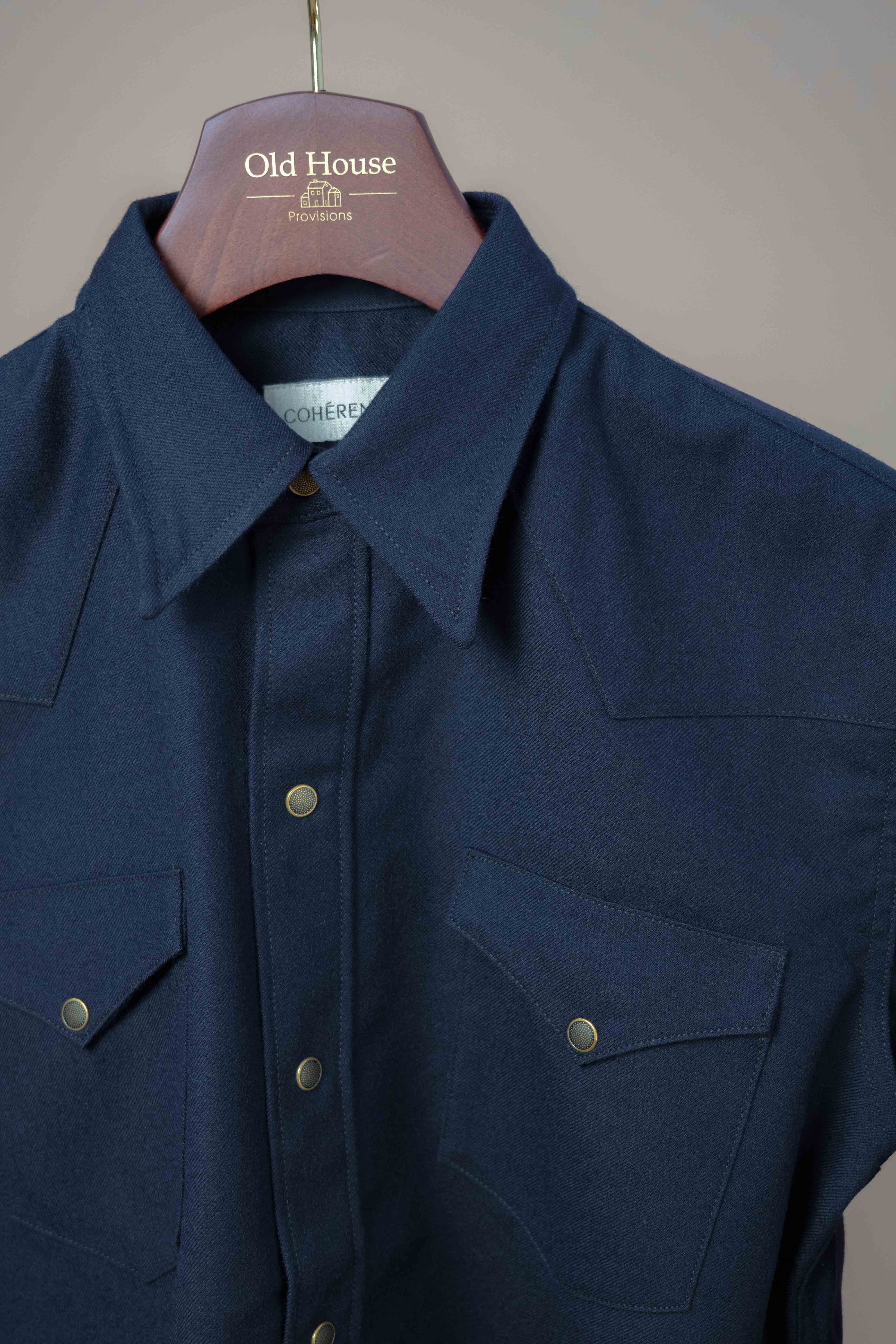 ABIQUIU Western Shirt - Rover Wool Twill Dark Blue