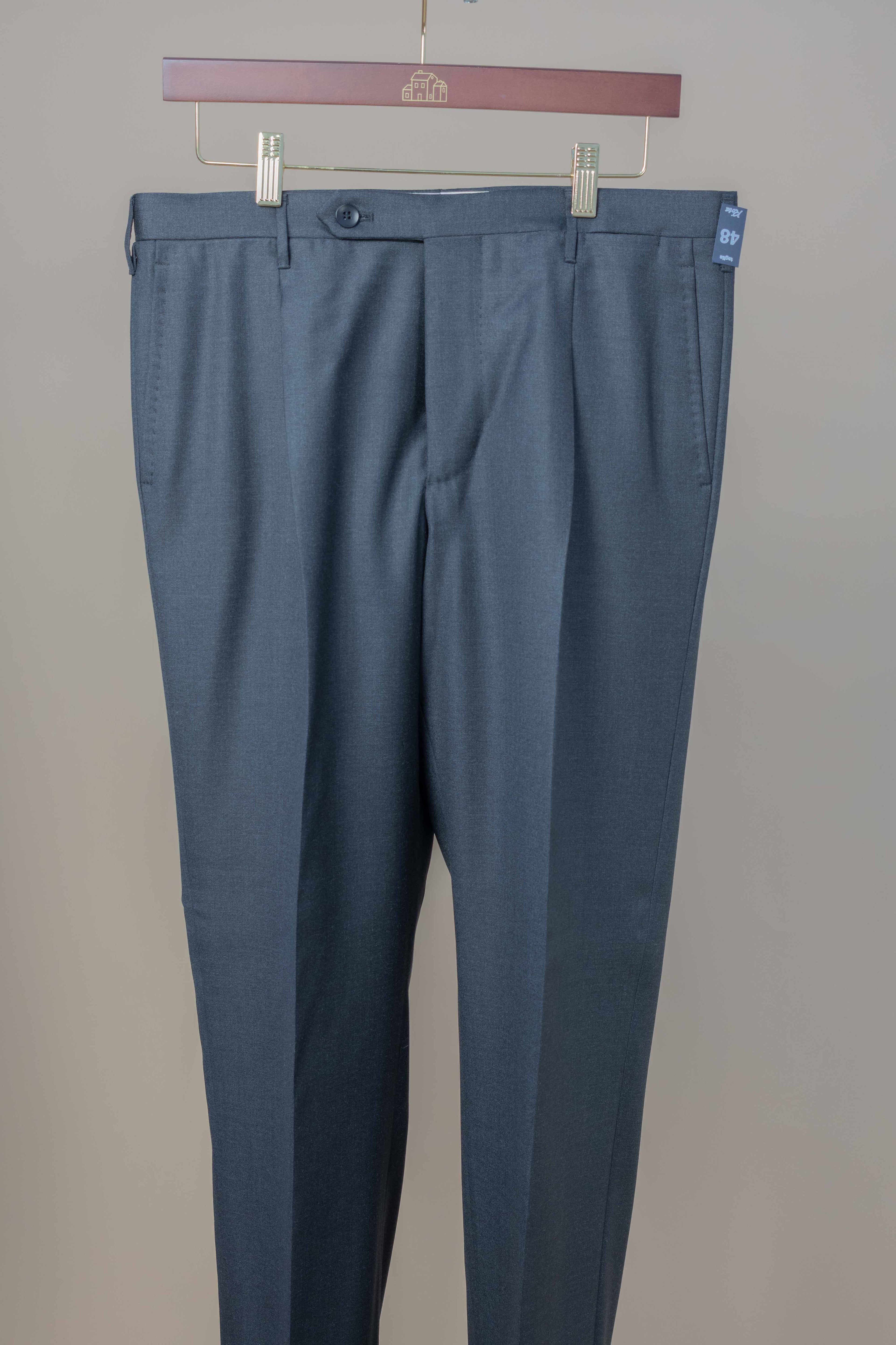Pleated Dress Trouser - Mid-Gray Summer Worsted Wool