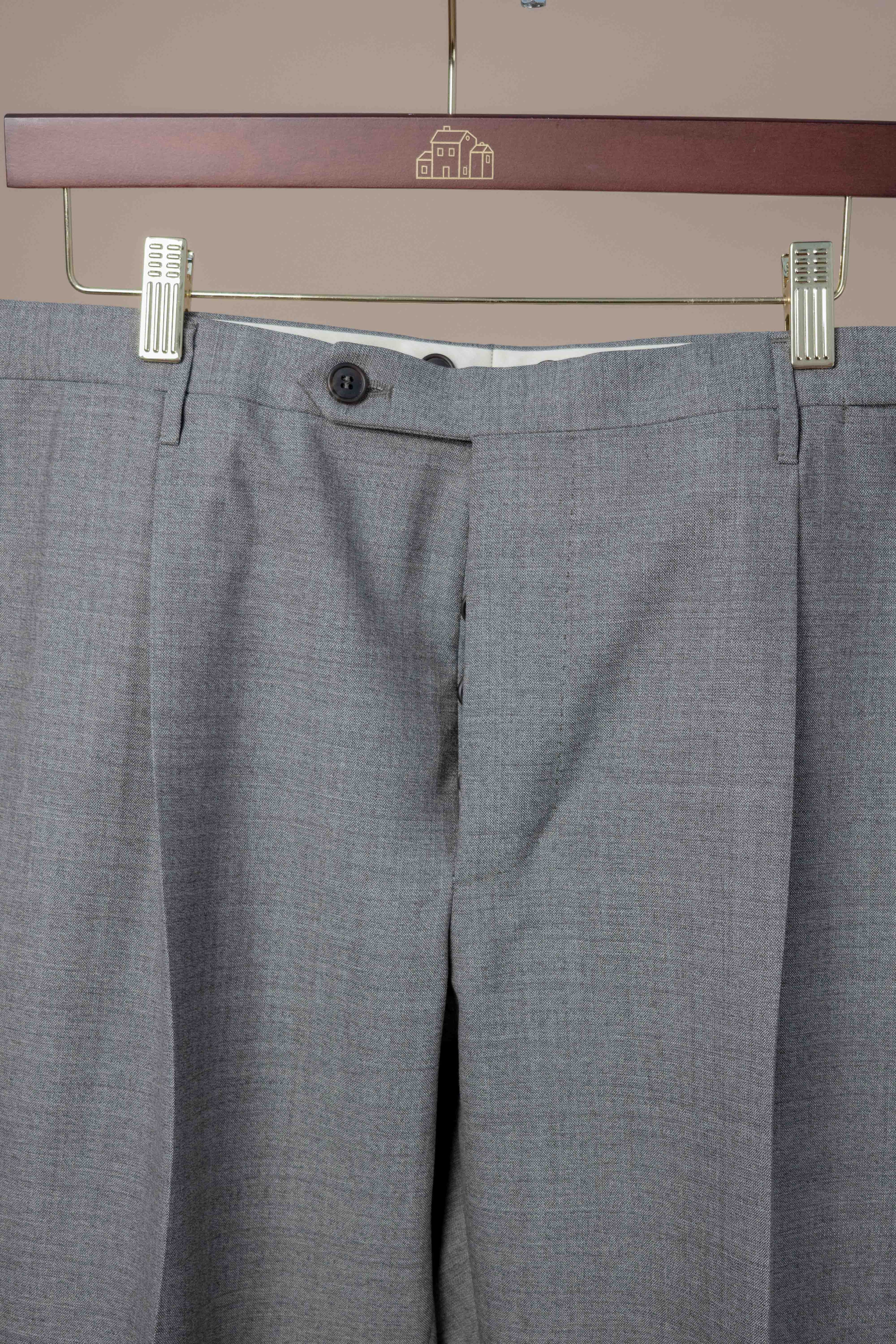 Pleated Dress Trouser - Light Brown 2-Ply Wool