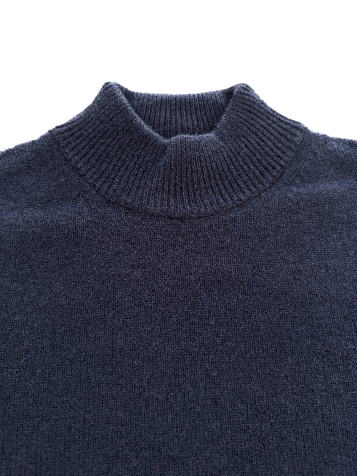 Cashmere Silk Wool Mockneck - Navy Blue