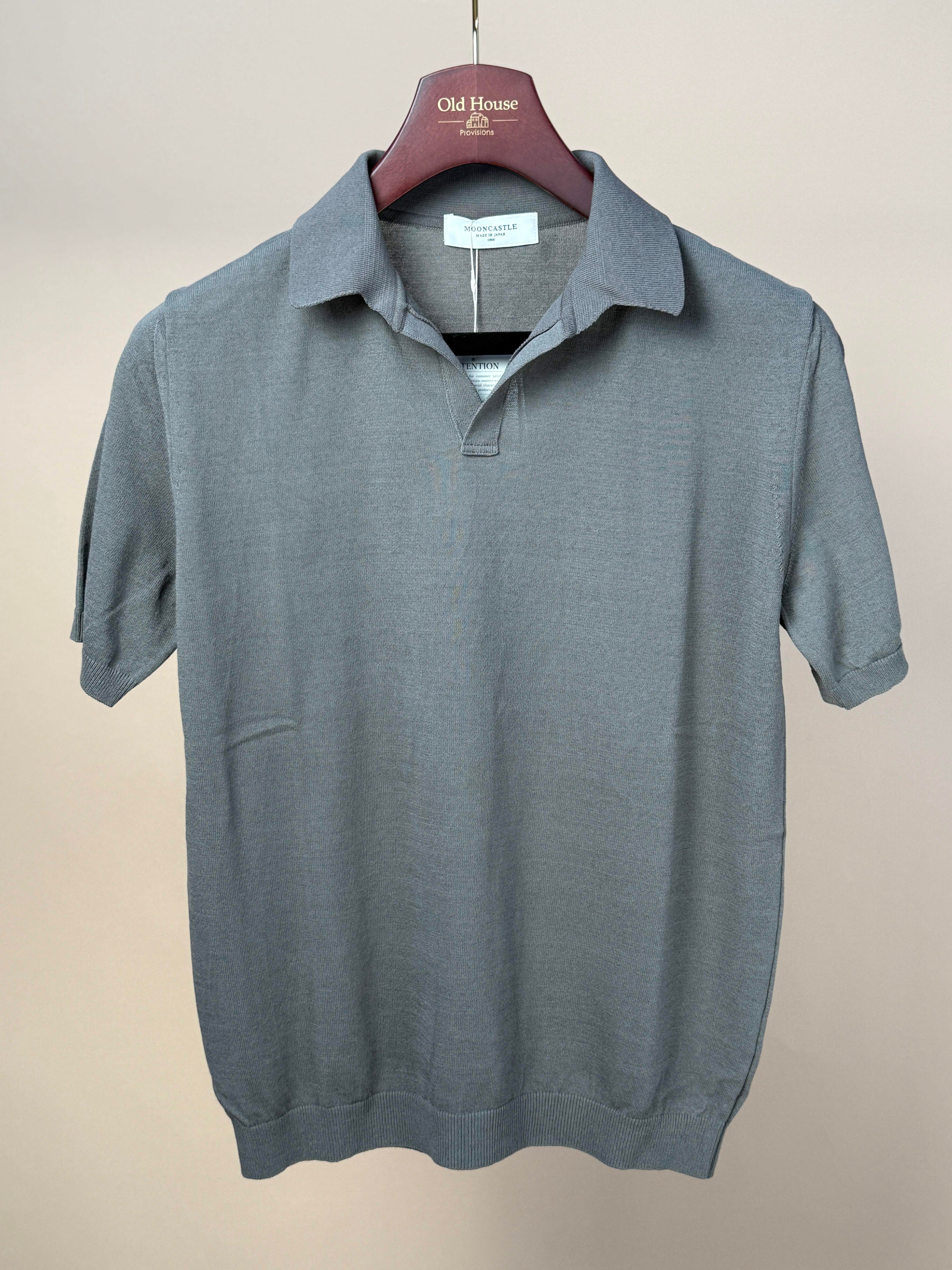 Ice Cotton Knitted Skipper Polo - Charcoal