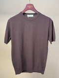 Brown Ice Cotton Knitted T-Shirt by MoonCastle, showing a close-up of the soft knitted fabric and casual fit.