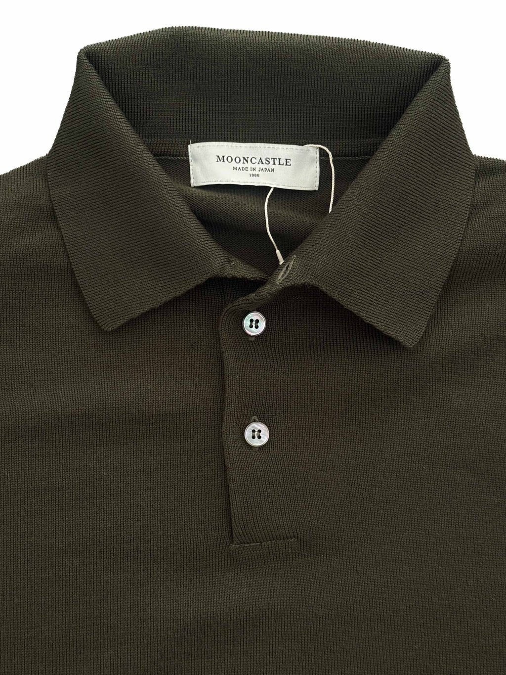 Long-Sleeve Merino Knitted Polo - Dark Olive