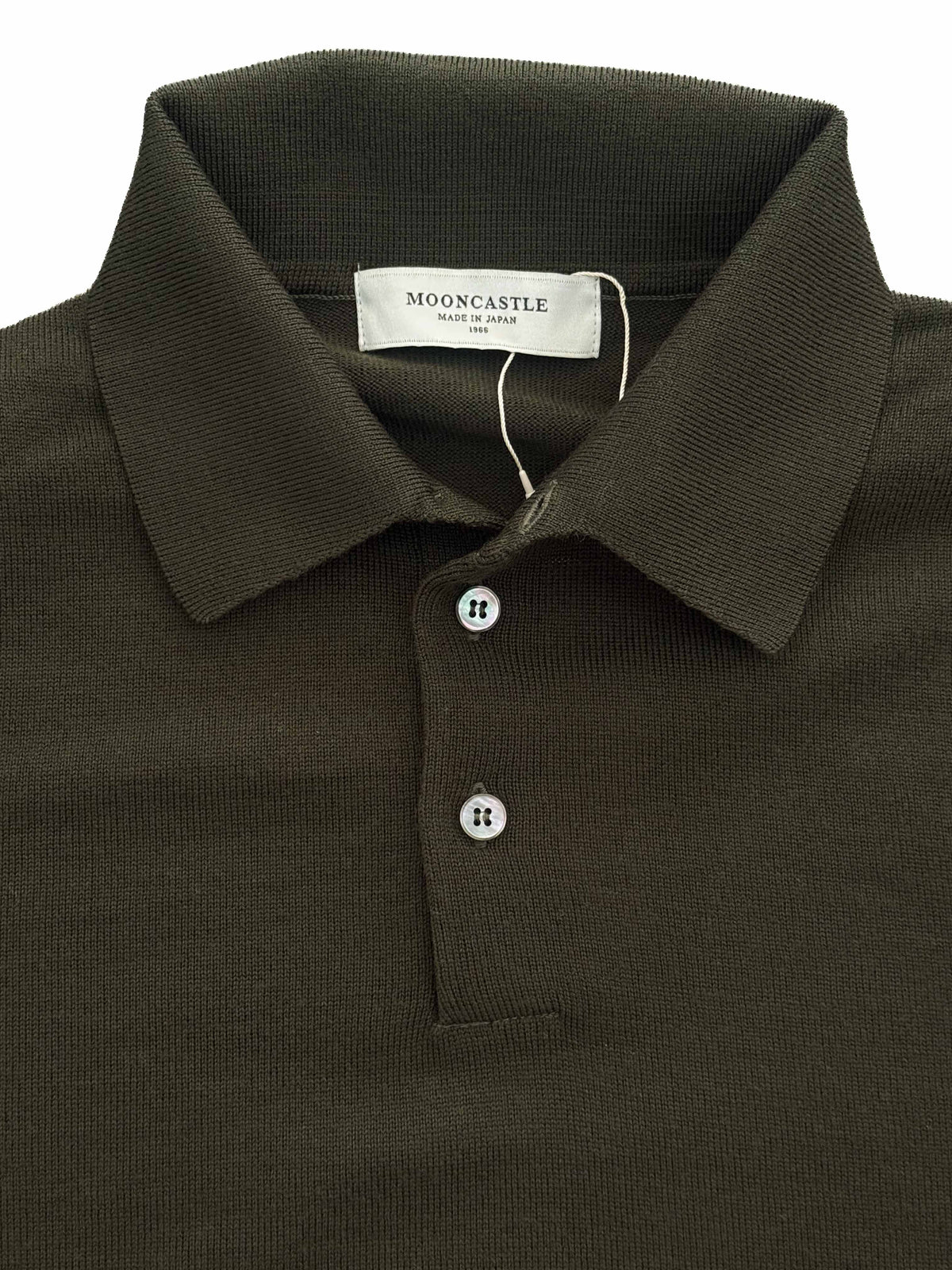 Long-Sleeve Merino Knitted Polo - Dark Olive