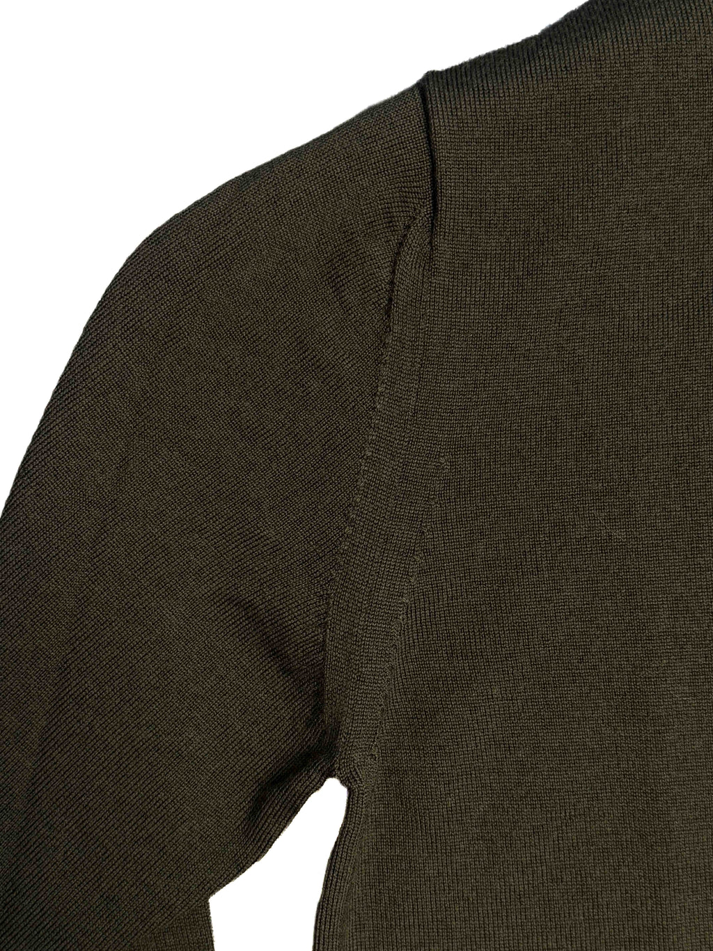 Long-Sleeve Merino Knitted Polo - Dark Olive