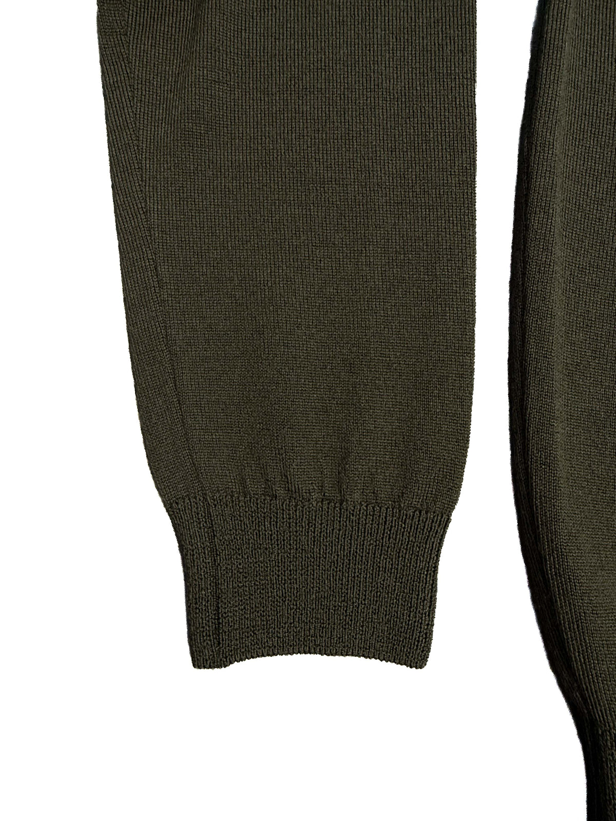 Long-Sleeve Merino Knitted Polo - Dark Olive