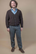 Gray Wool Herringbone Tweed 2-Pleat Trousers 1260P - Old House Provisions