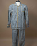 Pijama Suit - Green/Gray Stripe Brushed Madras