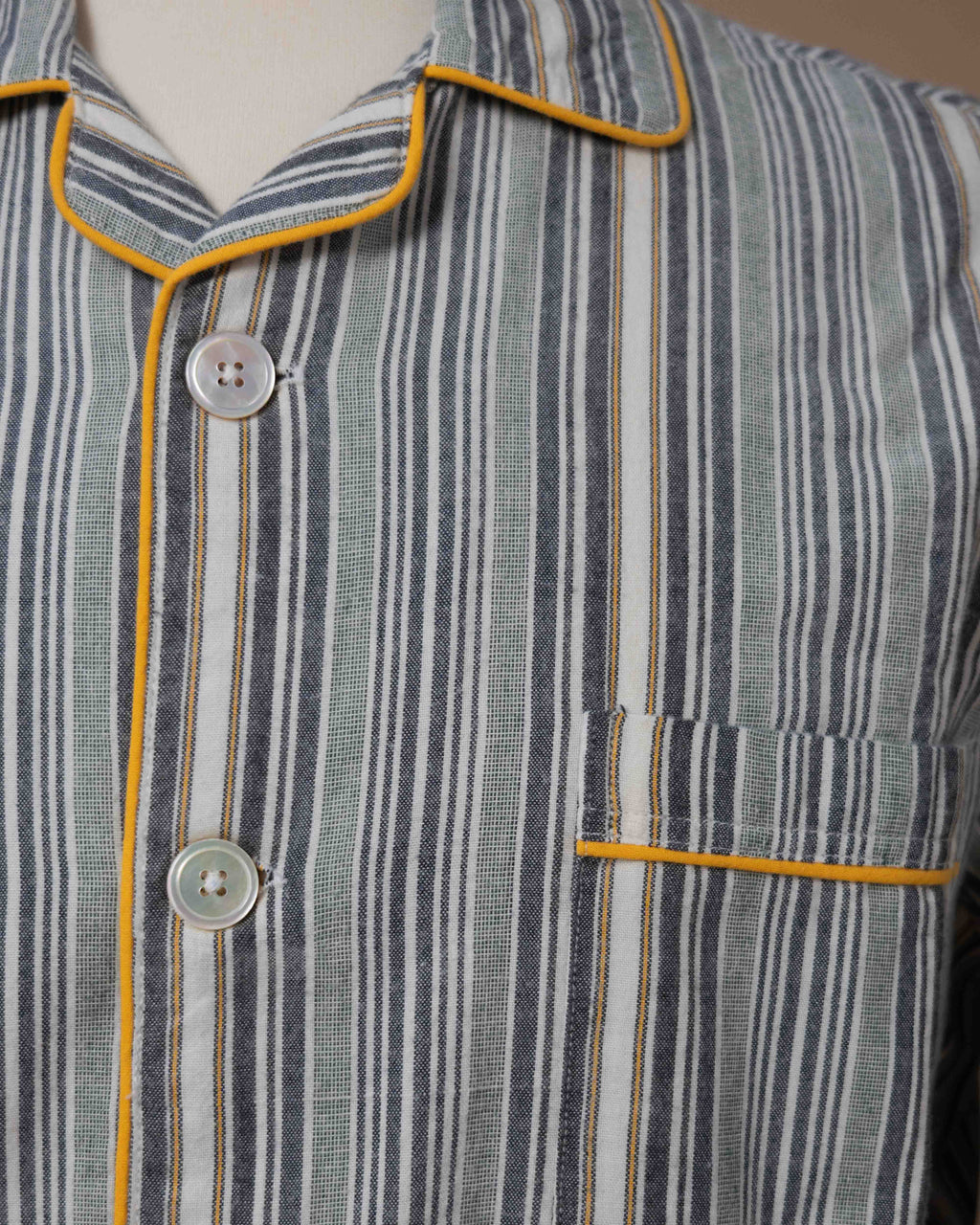 Pijama Suit - Green/Gray Stripe Brushed Madras